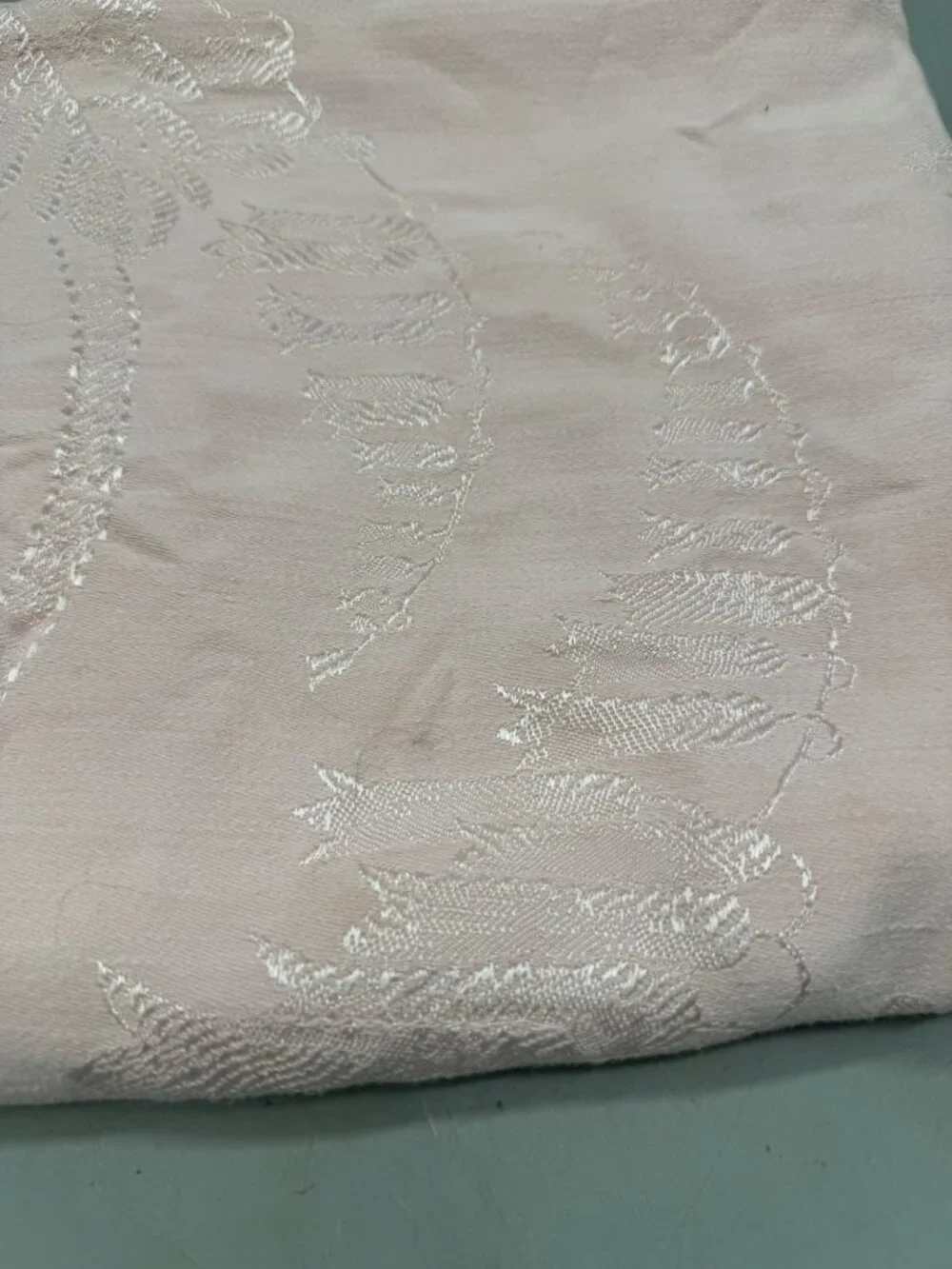 light Pink Embroidered tablecloth rectangle floral Easter spring 52x70
